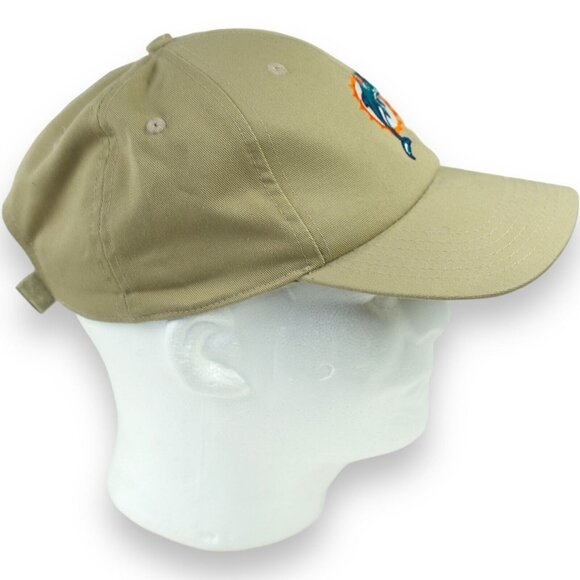 Miami Dolphins Logo Vintage Official NFL Adjustable Strap Baseball Cap Beige - Picture 3 of 7